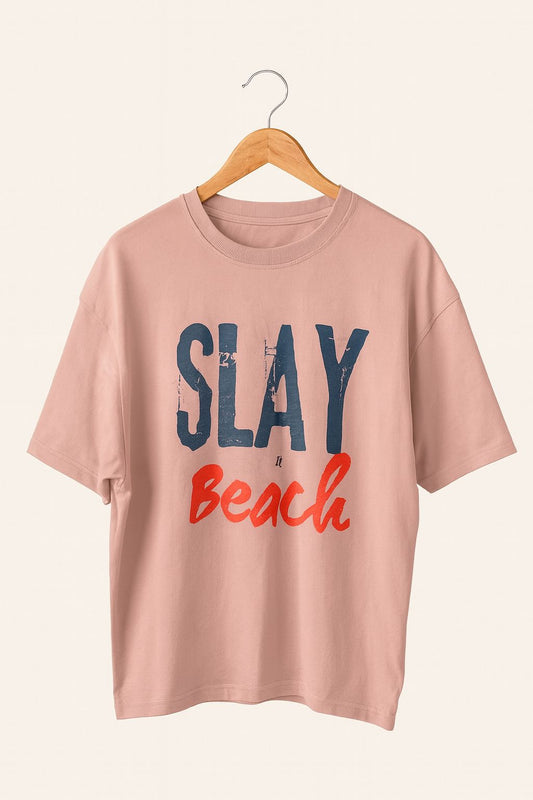 Slay It Beach French Terry Oversized Women T-Shirt