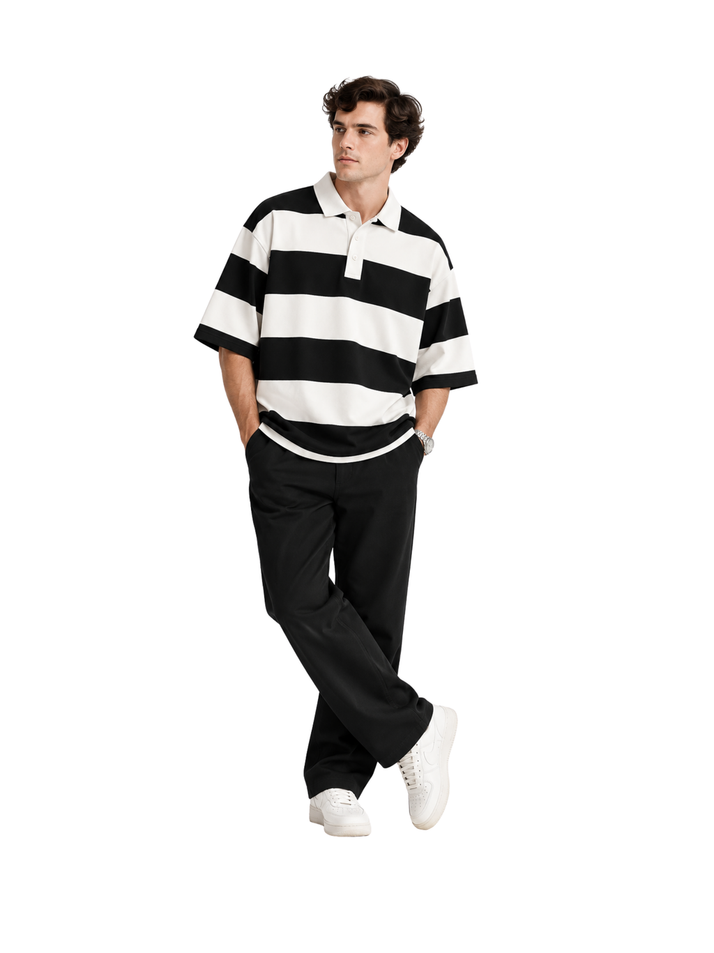 Unisex Oversized Striped Polo